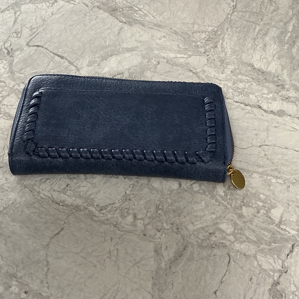 Smooth Navy Zip Around Wallet